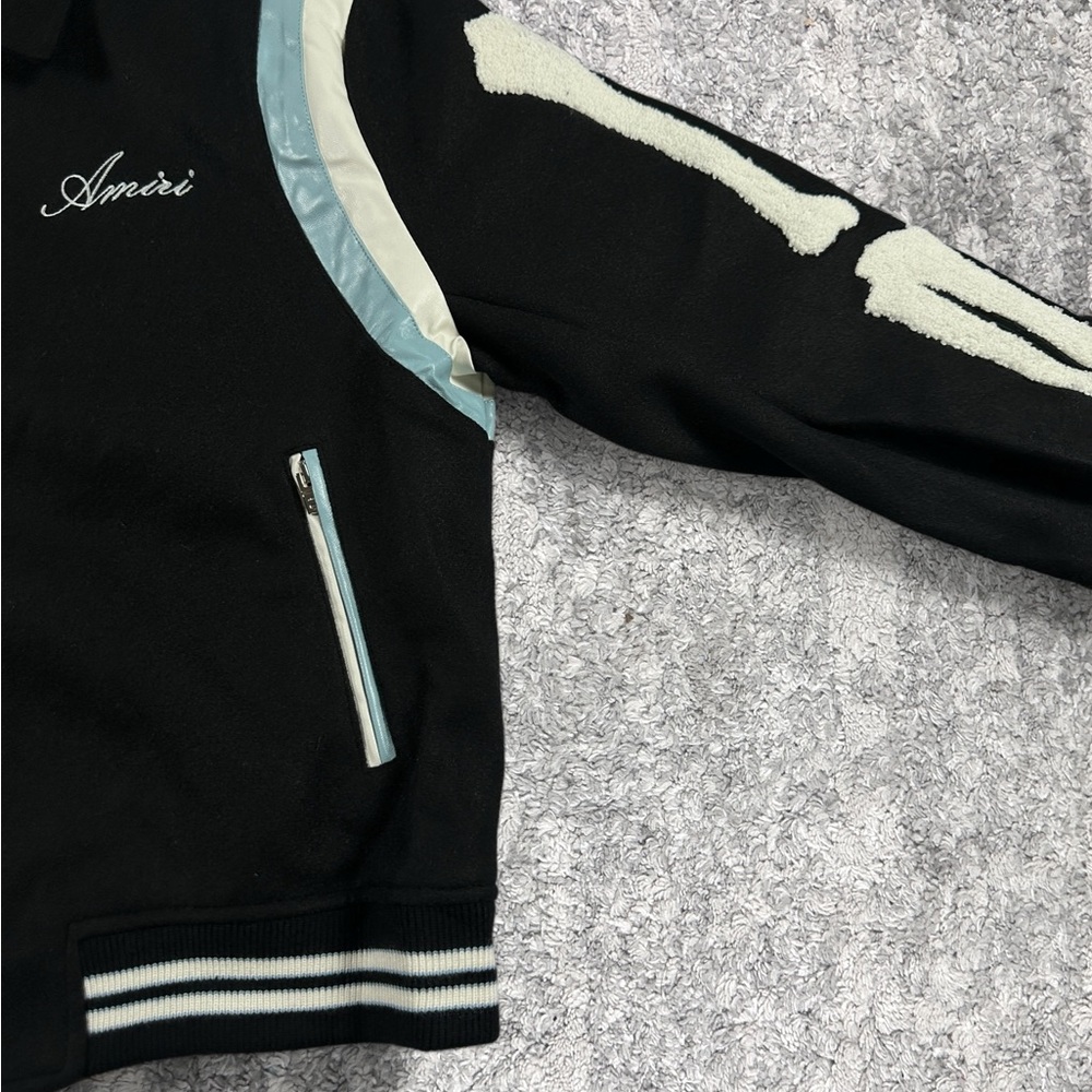 NWT Amiri Bones Varsity Jacket Black Mens Size Large - Picture 4 of 5